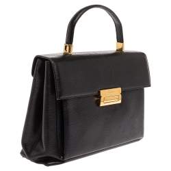 Pre Owned Salvatore Ferragamo Black Leather Top Handle Bag