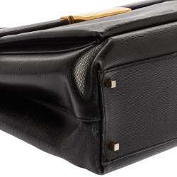 Pre Owned Salvatore Ferragamo Black Leather Top Handle Bag