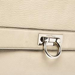 Pre Owned Salvatore Ferragamo Beige Leather Large Sofia Top Handle Bag