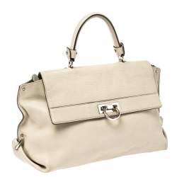 Pre Owned Salvatore Ferragamo Beige Leather Large Sofia Top Handle Bag