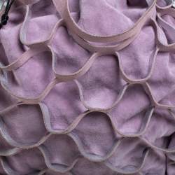 Pre Owned حقيبة سالفاتوري فيراغامو يد حلقة سويدي وجلد قفصي بنفسجي فاتح لافندر