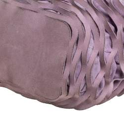 Pre Owned حقيبة سالفاتوري فيراغامو يد حلقة سويدي وجلد قفصي بنفسجي فاتح لافندر