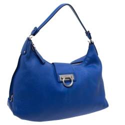 Pre Owned Salvatore Ferragamo Blue Leather Fanisa Hobo