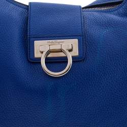 Pre Owned Salvatore Ferragamo Blue Leather Fanisa Hobo