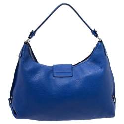 Pre Owned Salvatore Ferragamo Blue Leather Fanisa Hobo