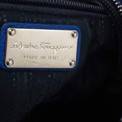 Pre Owned Salvatore Ferragamo Blue Leather Fanisa Hobo