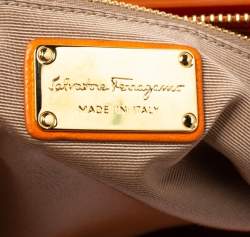 Salvatore Ferragamo Orange Leather Gancio Tote