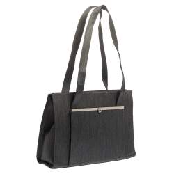 Pre Owned حقيبة يد سالفاتوري فيراغامو جيب إطار معدن جلد و قماش رصاصي