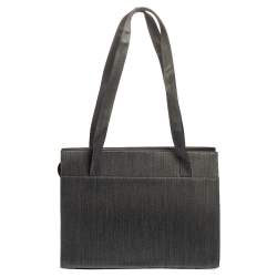 Pre Owned حقيبة يد سالفاتوري فيراغامو جيب إطار معدن جلد و قماش رصاصي