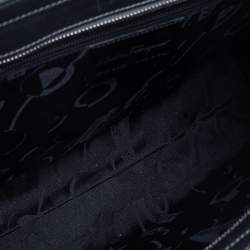 Pre Owned حقيبة يد سالفاتوري فيراغامو جيب إطار معدن جلد و قماش رصاصي