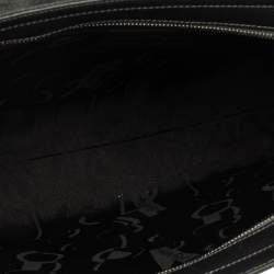 Pre Owned حقيبة يد سالفاتوري فيراغامو جيب إطار معدن جلد و قماش رصاصي