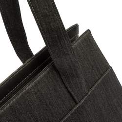 Pre Owned حقيبة يد سالفاتوري فيراغامو جيب إطار معدن جلد و قماش رصاصي