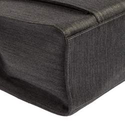 Pre Owned حقيبة يد سالفاتوري فيراغامو جيب إطار معدن جلد و قماش رصاصي