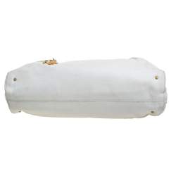 Salvatore Ferragamo White Leather Front Pocket Satchel