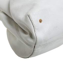 Salvatore Ferragamo White Leather Front Pocket Satchel