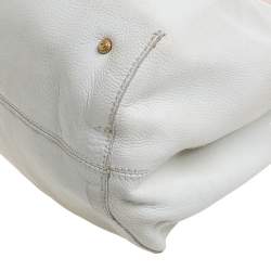 Salvatore Ferragamo White Leather Front Pocket Satchel