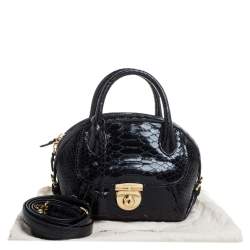 Pre Owned Salvatore Ferragamo Black Python Small Fiamma Satchel