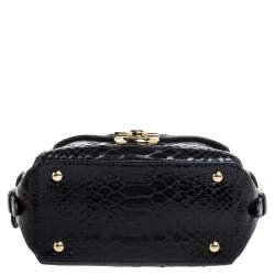 Pre Owned Salvatore Ferragamo Black Python Small Fiamma Satchel
