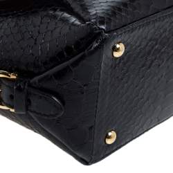 Pre Owned Salvatore Ferragamo Black Python Small Fiamma Satchel