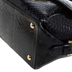 Pre Owned Salvatore Ferragamo Black Python Small Fiamma Satchel