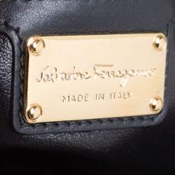 Pre Owned Salvatore Ferragamo Black Python Small Fiamma Satchel