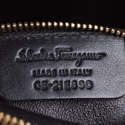Pre Owned Salvatore Ferragamo Black Python Small Fiamma Satchel