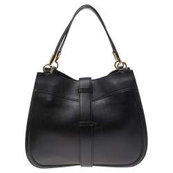 Pre Owned Salvatore Ferragamo Black Leather Hobo