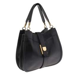 Pre Owned Salvatore Ferragamo Black Leather Hobo