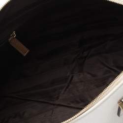 Pre Owned Salvatore Ferragamo White/Brown Leather Boston Bag