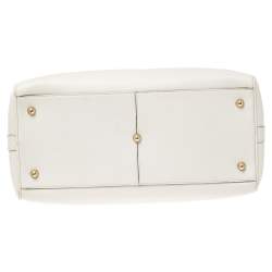 Pre Owned Salvatore Ferragamo White/Brown Leather Boston Bag