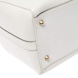 Pre Owned Salvatore Ferragamo White/Brown Leather Boston Bag