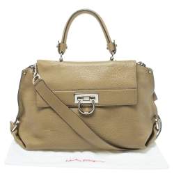 Pre Owned حقيبة سالفاتورى فيراغامو يد علوية سوفيا جلد خضراء زيتونية