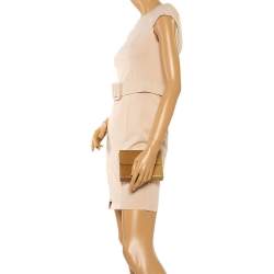 Pre Owned حقيبة كلتش سالفاتورى فيراغامو قلاب غانسيو صغيرة جلد كريمية 