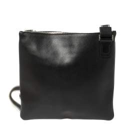 Pre Owned Salvatore Ferragamo Black Leather Messenger Bag