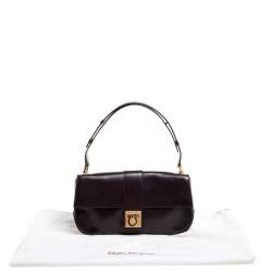 Pre Owned حقيبة كتف سالفاتورى فيراغامو جلد لامعة بنية