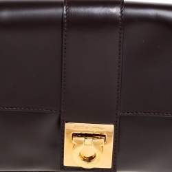 Pre Owned حقيبة كتف سالفاتورى فيراغامو جلد لامعة بنية