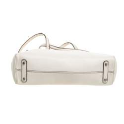 Pre Owned Salvatore Ferragamo White Leather Gancio Zip Satchel