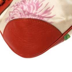 Pre Owned Salvatore Ferragamo Multicolor Printed Satin and Leather Mini Marisa Satchel