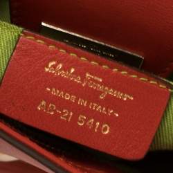 Pre Owned Salvatore Ferragamo Multicolor Printed Satin and Leather Mini Marisa Satchel