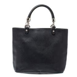 Salvatore Ferragamo Black Leather Double Gancio Tote