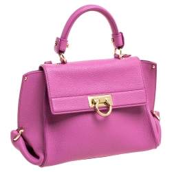 Pre Owned Salvatore Ferragamo Pink Leather Small Sofia Top Handle Bag