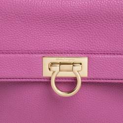 Pre Owned Salvatore Ferragamo Pink Leather Small Sofia Top Handle Bag