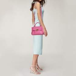 Pre Owned Salvatore Ferragamo Pink Leather Small Sofia Top Handle Bag