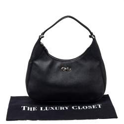 Pre Owned Salvatore Ferragamo Black Leather Gancini Romana Hobo