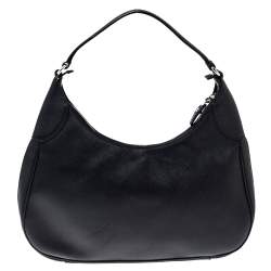 Pre Owned Salvatore Ferragamo Black Leather Gancini Romana Hobo