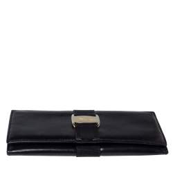 Salvatore Ferragamo Black Leather Bow Wallet