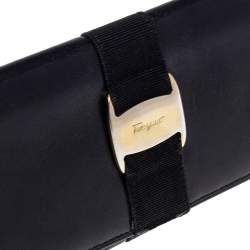 Salvatore Ferragamo Black Leather Bow Wallet