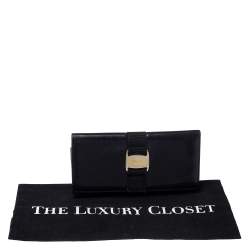 Salvatore Ferragamo Black Leather Bow Wallet