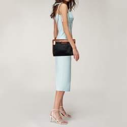 Pre Owned حقيبة كتف سالفاتوري فيراغامو جلد منقوش أسود / بني