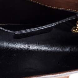 Pre Owned حقيبة كتف سالفاتوري فيراغامو جلد منقوش أسود / بني